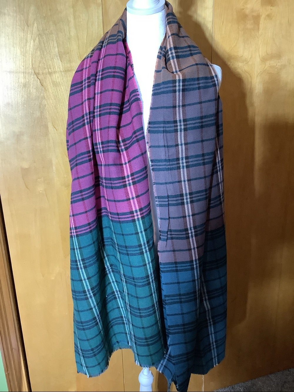 Marcus Adler large multicolored plaid scarf/shawl, NWT